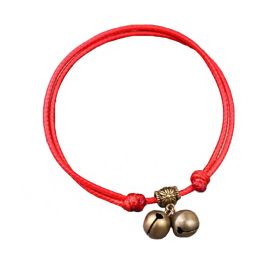 Adjustable Pet Collar with Bell Pendant Lightweight Dog Collar 7-11 inches, Red rope