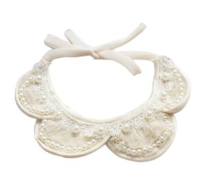 Adjustable Pet Collar With Pearl Lovely Princess Dog Necklace 9-18 inches, Beige