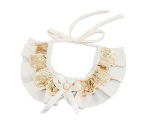 Adjustable Pet Collar With Gold Sequin Princess Dog Necklace 9-18 inches