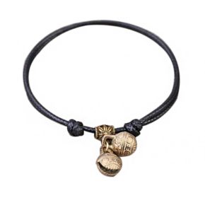 Adjustable Pet Collar with Bell Pendant Lightweight Dog Collar 7-11 inches, Black rope