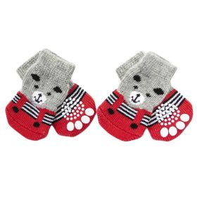 4 Pcs Red Bear Knitted Dogs Socks Socks Cute Pet Socks Dog Paw Protection for Puppy Indoor Wear