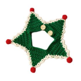 Green Pet Handmade Knitted Collar Dog Rabbit Christmas Necklace Holiday Crochet Scarf Bib