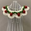 White Strawberry Pet Knitted Collar Handmade Crochet Necktie Collar Dog Necklace Pet Cute Scarf Bib