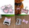 Pet Bone Shape Rhinestone Writable Name Telephone ID Tags for Dogs