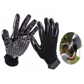 Pet Hair Removal Gloves; Pet Grooming Gloves; Bathing; Hair Remover Gloves; Gentle Brush for Dogs (Color: Black, size: NO.9)