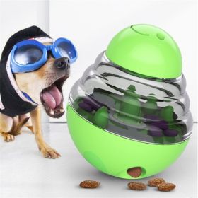 Dog Toys Food Ball Food Dispenser Training Balls Interactive Puppy Slow Feed Pet Tumbler Toy Dogs Puzzle Toys Pet Supplies (Color: Green)