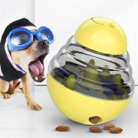 Dog Toys Food Ball Food Dispenser Training Balls Interactive Puppy Slow Feed Pet Tumbler Toy Dogs Puzzle Toys Pet Supplies (Color: Yellow)