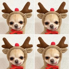 Chrimas Dog Winter Warm Clothing Cute Plush Coat Hoodies Pet Costume Jacket For Puppy French Bulldog Chihuahua Small Dog Clothing (Color: Coffee, size: M)