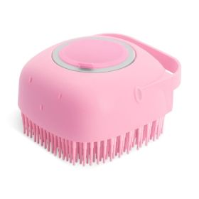 Pet Dog Shampoo Massager Brush Dog Massage Comb Grooming Scrubber Shower Brush For Bathing Short Hair Soft Silicone Brushes (Color: Pink)