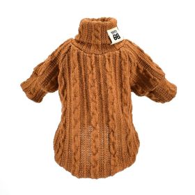 Pet Turtleneck Knitted Sweater Winter Dog Keep Warm (Color: Khaki, size: M)