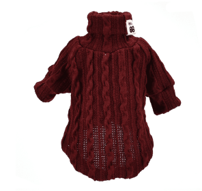 Pet Turtleneck Knitted Sweater Winter Dog Keep Warm (Color: Wine Red, size: S)