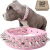 Adjustable Microfiber Leather Spiked Studded Dog Collar with a Squeak Ball Gift for Small Medium Large Pets Like Pit Bull/Bulldogs/Pugs/Husky